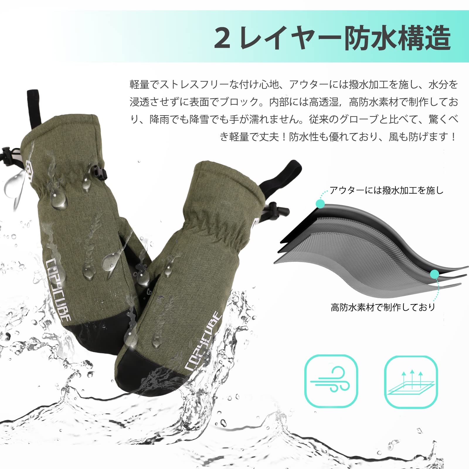 Amazon | スノーボードグローブ スキーグローブ ミトン 防水 防寒 保温